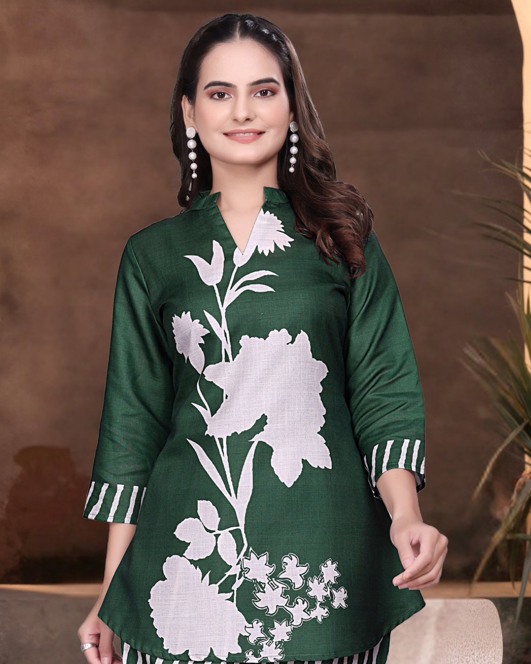 Green floral & striped set Coord Set